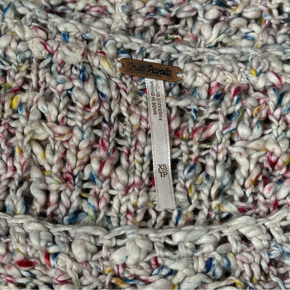 Free People Oversized Multi-Color Crochet Sweater Size XS - Picture 7 of 13